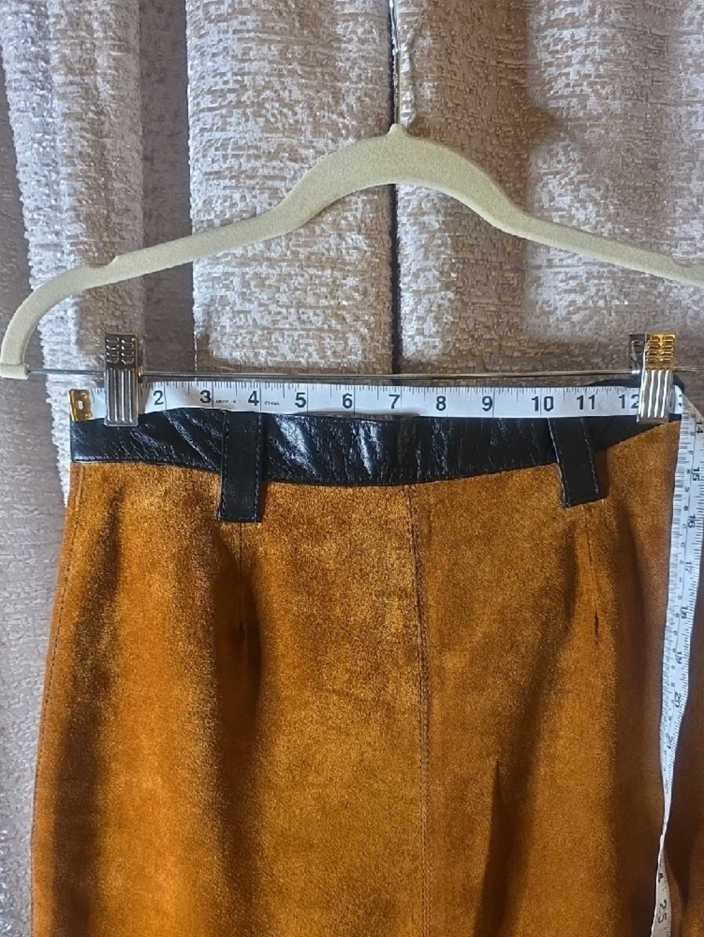 Women's Suede Blazer & Skirt Set in Rich Brown with Black Trim - Picture 11 of 12